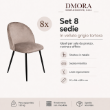 Sedia Grigio Tortora 8 Sedie Imbottito, Peso Supportato 120 kg - Achito