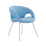 Sedia imbottita da ufficio in tessuto azzurro - Arturo