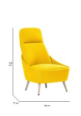 Sedia imbottita in tessuto giallo - Azzio
