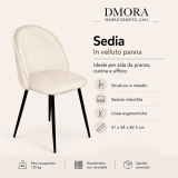 Sedia imbottita in velluto panna - Achito