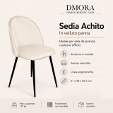 Sedia imbottita in velluto panna - Achito