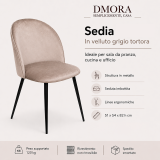 Sedia imbottita in velluto tortora - Achito