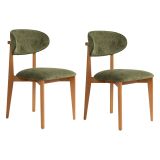 Sedia Marrone Noce Verde 2 Sedie Imbottito, Peso Supportato 120 kg - Morubio