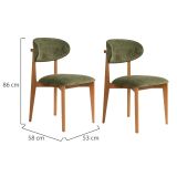 Sedia Marrone Noce Verde 2 Sedie Imbottito, Peso Supportato 120 kg - Morubio