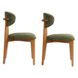 Sedia Marrone Noce Verde 2 Sedie Imbottito, Peso Supportato 120 kg - Morubio