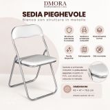 Sedia pieghevole imbottita bianca struttura in metallo - Antenore
