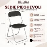 Sedia pieghevole imbottita nera struttura in metallo - Antenore