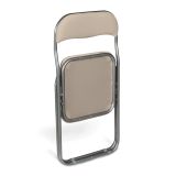 Sedia pieghevole Marbella, Set di 2 sedie salvaspazio, Sedia per ospiti, Seduta per riunioni in simil ecopelle, 43x47h80 cm, Beige