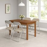 Sedia pieghevole Marbella, Set di 4 sedie salvaspazio, Sedia per ospiti, Seduta per riunioni in simil ecopelle, 43x47h80 cm, Beige