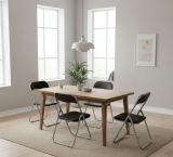 Sedia pieghevole Marbella, Set di 4 sedie salvaspazio, Sedia per ospiti, Seduta per riunioni in simil ecopelle, 43x47h80 cm, Nero