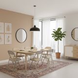 Sedia pieghevole Marbella, Set di 6 sedie salvaspazio, Sedia per ospiti, Seduta per riunioni in simil ecopelle, 43x47h80 cm, Beige