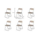 Sedia pieghevole Marbella, Set di 6 sedie salvaspazio, Sedia per ospiti, Seduta per riunioni in simil ecopelle, 43x47h80 cm, Beige