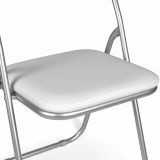 Sedia pieghevole Marbella, Set di 6 sedie salvaspazio, Sedia per ospiti, Seduta per riunioni in simil ecopelle, 43x47h80 cm, Bianco