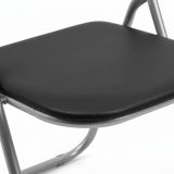 Sedia pieghevole Marbella, Set di 6 sedie salvaspazio, Sedia per ospiti, Seduta per riunioni in simil ecopelle, 43x47h80 cm, Nero