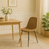 Sedia Pismo, Poltrona rivestita in velluto, Sedia da pranzo imbottita, Seduta per riunioni, 45x56h87 cm, Beige