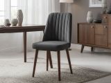 Sedia scandi imbottita in tessuto noce e antracite - Champi