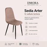 Sedia schienale rettangolare imbottita in velluto tortora - Arter