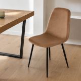 Sedia squadrata imbottita in velluto beige - Arter