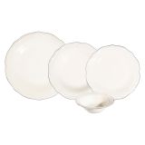 Servizio Piatti Bianco Argento set da 24 Colore Struttura Argento, Adatto per Lavastoviglie - Noremo