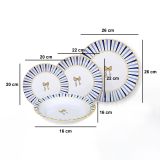Servizio Piatti Bianco Azzurro set da 24 Colore Struttura Azzurro, Adatto per Lavastoviglie - Palemisi