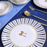 Servizio Piatti Bianco Azzurro set da 24 Colore Struttura Azzurro, Adatto per Lavastoviglie - Palemisi