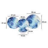 Servizio Piatti Bianco blu Chiaro set da 24 Colore Struttura blu, Sfumatura Colore Struttura Chiaro - Niseda
