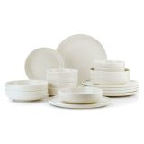Servizio Piatti Bianco Crema set da 18 Sfumatura Colore Struttura Crema, Adatto per Lavastoviglie - Notatale