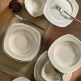 Servizio Piatti Bianco Crema set da 24 Sfumatura Colore Struttura Crema, Adatto per Lavastoviglie - Notomi