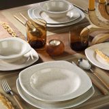 Servizio Piatti Bianco Crema set da 24 Sfumatura Colore Struttura Crema, Adatto per Lavastoviglie - Notomi