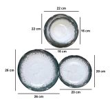 Servizio Piatti Bianco Nero Antracite set da 24 Colore Struttura Nero, Sfumatura Colore Struttura Antracite - Pale