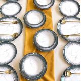 Servizio Piatti Bianco Nero Antracite set da 24 Colore Struttura Nero, Sfumatura Colore Struttura Antracite - Pale