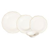 Servizio Piatti Bianco oro set da 24 Colore Struttura oro, Adatto per Lavastoviglie - Noraro