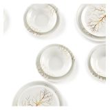 Servizio Piatti Bianco oro set da 24 Colore Struttura oro, Adatto per Lavastoviglie - Pakane