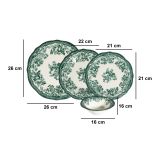 Servizio Piatti Bianco Verde set da 24 Colore Struttura Verde, Adatto per Lavastoviglie - Nosifa