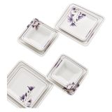 Servizio Piatti Bianco Viola set da 24 Colore Struttura Viola, Adatto per Lavastoviglie - Pakara