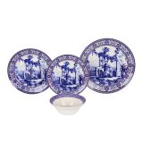 Servizio Piatti blu Bianco set da 24 Colore Struttura Bianco, Adatto per Lavastoviglie - Nimosene
