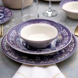 Servizio Piatti blu Bianco set da 24 Colore Struttura Bianco, Adatto per Lavastoviglie - Nimosene