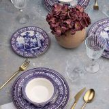 Servizio Piatti blu Bianco set da 24 Colore Struttura Bianco, Adatto per Lavastoviglie - Nimosene