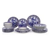 Servizio Piatti blu Bianco set da 24 Colore Struttura Bianco, Adatto per Lavastoviglie - Nimosene