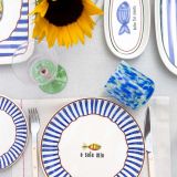 Servizio Piatti blu set da 6 Adatto per Lavastoviglie, - Nihaso