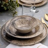 Servizio Piatti Marrone Beige set da 24 Colore Struttura Beige, Adatto per Lavastoviglie - Nirono