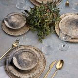 Servizio Piatti Marrone Beige set da 24 Colore Struttura Beige, Adatto per Lavastoviglie - Nirono