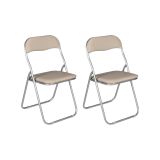 Set 2 sedie pieghevoli imbottite beige struttura in metallo - Antenore
