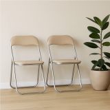 Set 2 sedie pieghevoli imbottite beige struttura in metallo - Antenore