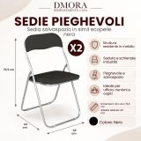 Set 2 sedie pieghevoli imbottite nere struttura in metallo - Antenore