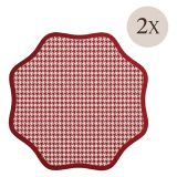 Set 2 Tovagliette-Sottopiatti in Ecopelle Tim, Rosso e Rosa 40x40 cm, Micro pied de poule, Lavabili e Antiscivolo, Indoor-Outdoor, Made in Italy
