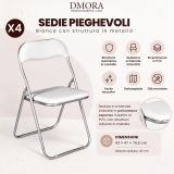 Set 4 sedie pieghevoli imbottite bianche struttura in metallo - Antenore