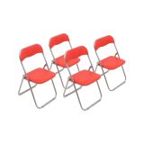Set 4 sedie pieghevoli imbottite rosse struttura in metallo - Antenore