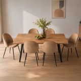 Set 6 Sedie Moderne da Pranzo Imbottite in Velluto Beige Struttura Metallo Ergonomiche 51x54x82h cm per Ufficio e Soggiorno – Achito