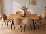 Set 6 Sedie Moderne da Pranzo Imbottite in Velluto Beige Struttura Metallo Ergonomiche 51x54x82h cm per Ufficio e Soggiorno – Achito